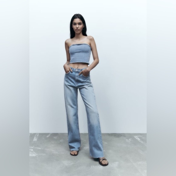 🦋BLOGGERS FAVORITE🦋 ZARA TRF WIDE LEG JEANS Size 8 - Picture 1 of 16